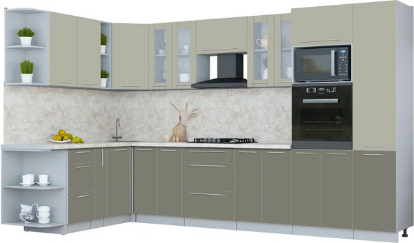 Изображение товара Кухонный гарнитур Интерлиния Мила Пластик 1.88x3.4 LV (латте/кварцевый/опал светлый)