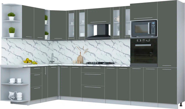 Изображение товара Кухонный гарнитур Интерлиния Мила Пластик 1.88x3.4 LV (шторм/шторм/белый гранит)