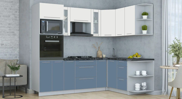 Изображение товара Кухонный гарнитур Интерлиния Мила Пластик 1.68x2.4 PR (зефирный/арктический/кастилло темный)