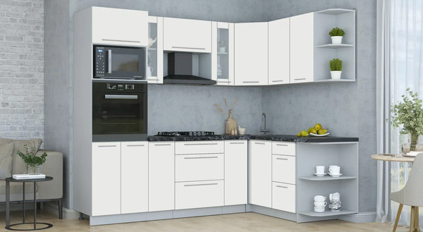 Изображение товара Кухонный гарнитур Интерлиния Мила Пластик 1.68x2.4 PR (зефирный/зефирный/кастилло темный)