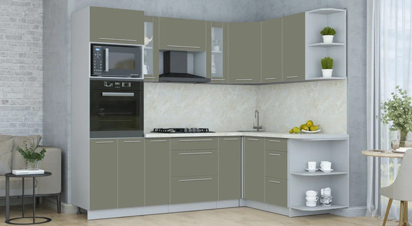 Изображение товара Кухонный гарнитур Интерлиния Мила Пластик 1.68x2.4 PR (кварцевый/кварцевый/опал светлый)