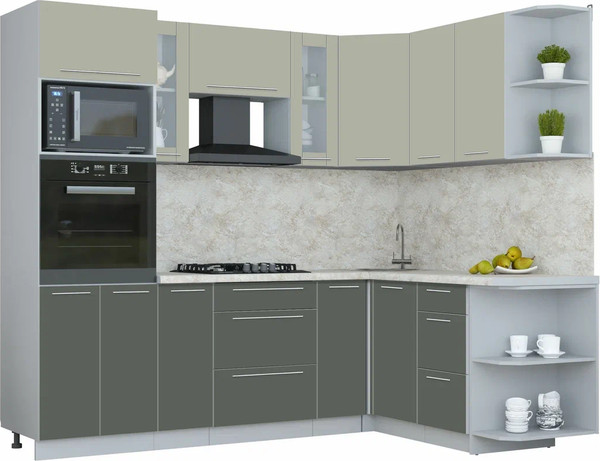 Изображение товара Кухонный гарнитур Интерлиния Мила Пластик 1.68x2.4 PR (латте/шторм/опал светлый)