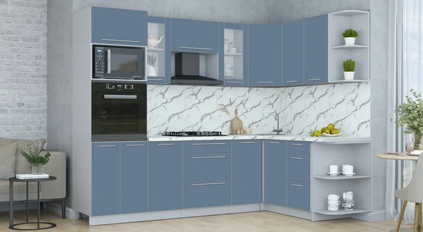 Изображение товара Кухонный гарнитур Интерлиния Мила Пластик 1.68x2.6 PR (арктический/арктический/белый гранит)