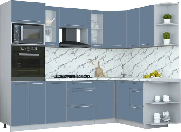 Изображение товара Кухонный гарнитур Интерлиния Мила Пластик 1.68x2.6 PR (арктический/арктический/белый гранит)