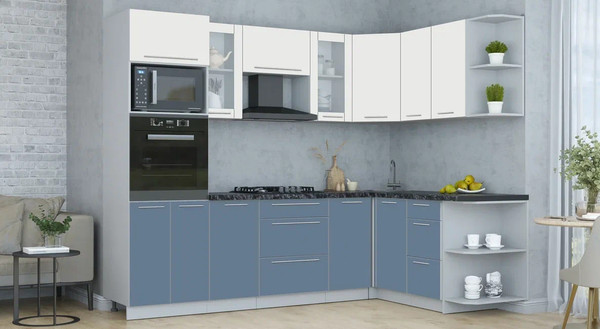 Изображение товара Кухонный гарнитур Интерлиния Мила Пластик 1.68x2.6 PR (зефирный/арктический/кастилло темный)