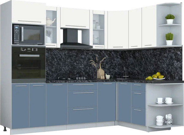 Изображение товара Кухонный гарнитур Интерлиния Мила Пластик 1.68x2.6 PR (зефирный/арктический/кастилло темный)