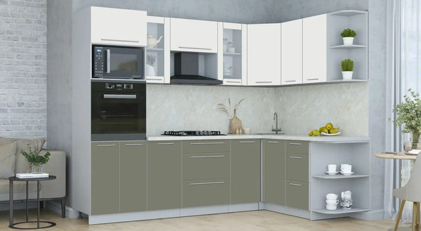 Изображение товара Кухонный гарнитур Интерлиния Мила Пластик 1.68x2.6 PR (зефирный/кварцевый/опал светлый)