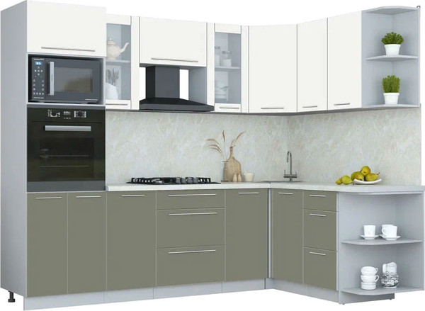 Изображение товара Кухонный гарнитур Интерлиния Мила Пластик 1.68x2.6 PR (зефирный/кварцевый/опал светлый)