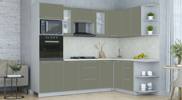 Изображение товара Кухонный гарнитур Интерлиния Мила Пластик 1.68x2.6 PR (кварцевый/кварцевый/опал светлый)