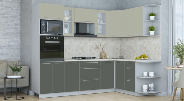 Изображение товара Кухонный гарнитур Интерлиния Мила Пластик 1.68x2.6 PR (латте/шторм/опал светлый)