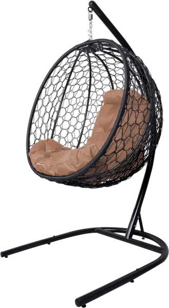 Изображение товара Кресло подвесное M-Group Капля складное / 11500401 (черный ротанг/бежевая подушка)