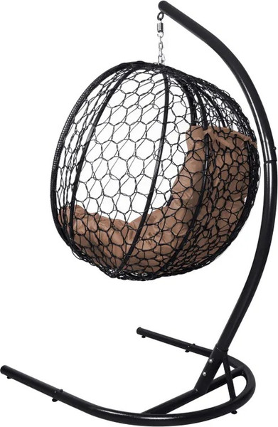 Изображение товара Кресло подвесное M-Group Капля складное / 11500401 (черный ротанг/бежевая подушка)