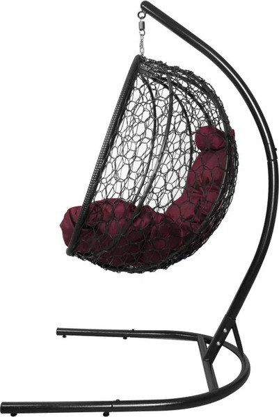 Изображение товара Кресло подвесное M-Group Капля складное / 11500402 (черный ротанг/бордовая подушка)