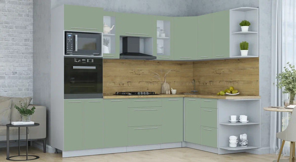 Изображение товара Кухонный гарнитур Интерлиния Мила Пластик 1.68x2.6 PR (полынь/полынь/дуб бунратти)