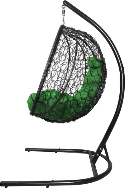 Изображение товара Кресло подвесное M-Group Капля складное / 11500404 (черный ротанг/зеленая подушка)