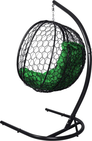 Изображение товара Кресло подвесное M-Group Капля складное / 11500404 (черный ротанг/зеленая подушка)