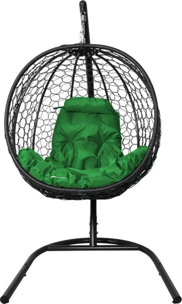 Изображение товара Кресло подвесное M-Group Капля складное / 11500404 (черный ротанг/зеленая подушка)