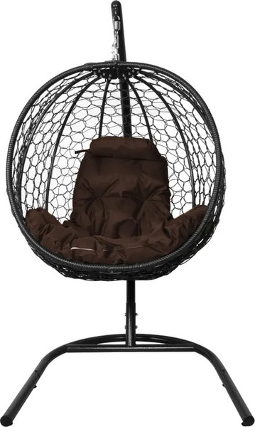 Изображение товара Кресло подвесное M-Group Капля складное / 11500405 (черный ротанг/коричневая подушка)