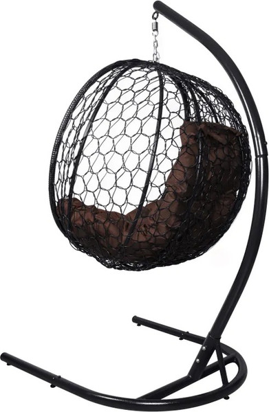 Изображение товара Кресло подвесное M-Group Капля складное / 11500405 (черный ротанг/коричневая подушка)