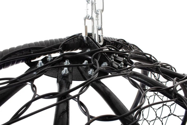 Изображение товара Кресло подвесное M-Group Капля складное / 11500405 (черный ротанг/коричневая подушка)