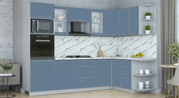 Изображение товара Кухонный гарнитур Интерлиния Мила Пластик 1.68x2.8 PR (арктический/арктический/белый гранит)