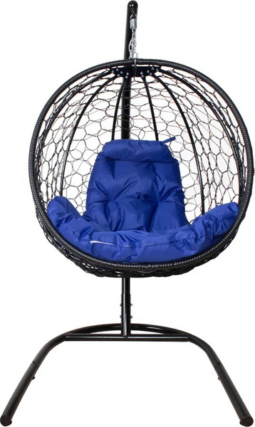 Изображение товара Кресло подвесное M-Group Капля складное / 11500410 (черный ротанг/синяя подушка)