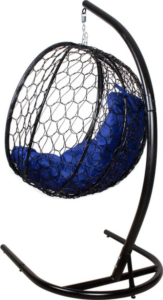 Изображение товара Кресло подвесное M-Group Капля складное / 11500410 (черный ротанг/синяя подушка)