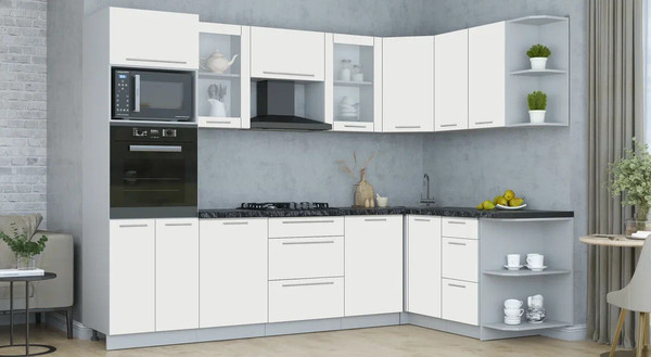 Изображение товара Кухонный гарнитур Интерлиния Мила Пластик 1.68x2.8 PR (зефирный/зефирный/кастилло темный)