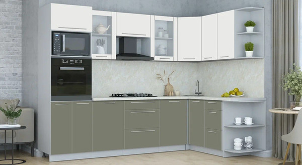 Изображение товара Кухонный гарнитур Интерлиния Мила Пластик 1.68x2.8 PR (зефирный/кварцевый/опал светлый)