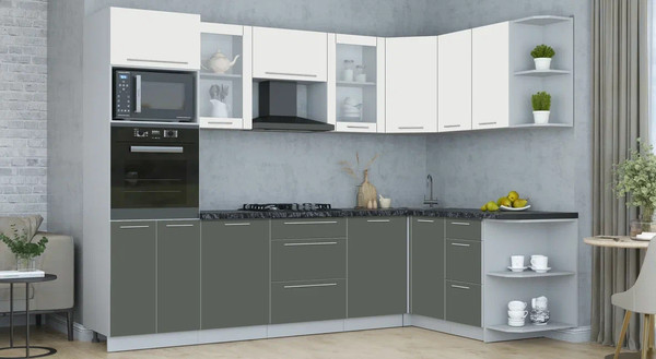 Изображение товара Кухонный гарнитур Интерлиния Мила Пластик 1.68x2.8 PR (зефирный/шторм/кастилло темный)