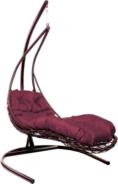 Изображение товара Кресло подвесное M-Group Лежачее / 11640202 (коричневый/бордовая подушка)