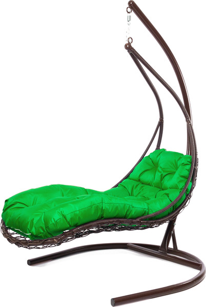 Изображение товара Кресло подвесное M-Group Лежачее / 11640204 (коричневый/зеленая подушка)