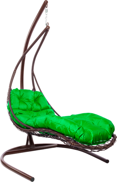 Изображение товара Кресло подвесное M-Group Лежачее / 11640204 (коричневый/зеленая подушка)