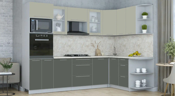 Изображение товара Кухонный гарнитур Интерлиния Мила Пластик 1.68x2.8 PR (латте/шторм/опал светлый)