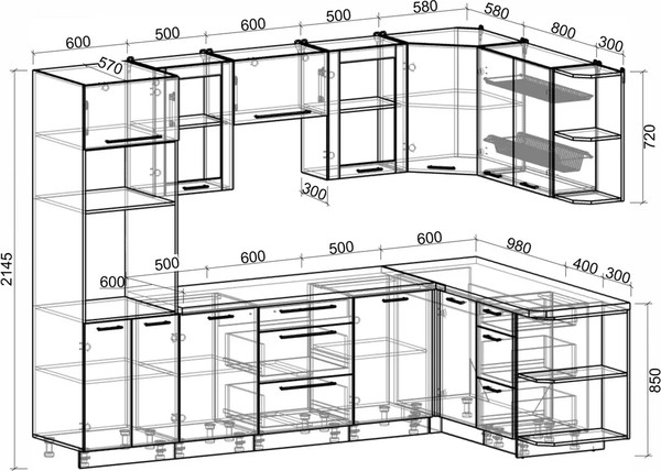 Изображение товара Кухонный гарнитур Интерлиния Мила Пластик 1.68x2.8 PR (латте/шторм/опал светлый)