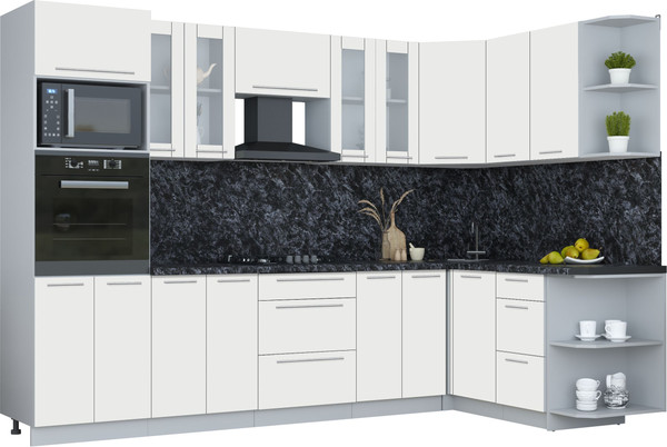 Изображение товара Кухонный гарнитур Интерлиния Мила Пластик 1.68x3.0 PR (зефирный/зефирный/кастилло темный)