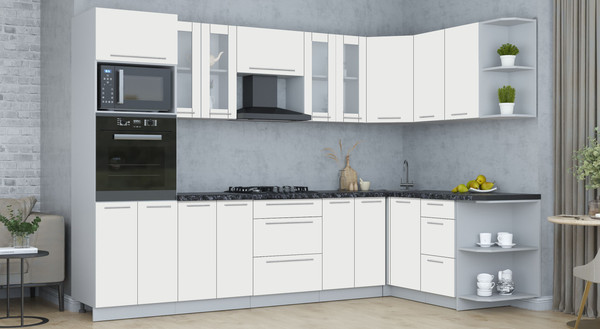 Изображение товара Кухонный гарнитур Интерлиния Мила Пластик 1.68x3.0 PR (зефирный/зефирный/кастилло темный)