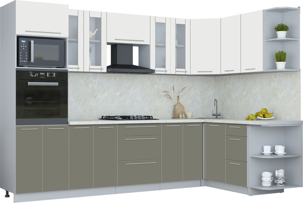 Изображение товара Кухонный гарнитур Интерлиния Мила Пластик 1.68x3.0 PR (зефирный/кварцевый/опал светлый)