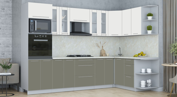 Изображение товара Кухонный гарнитур Интерлиния Мила Пластик 1.68x3.0 PR (зефирный/кварцевый/опал светлый)