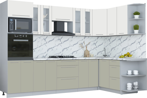 Изображение товара Кухонный гарнитур Интерлиния Мила Пластик 1.68x3.0 PR (зефирный/латте/белый гранит)