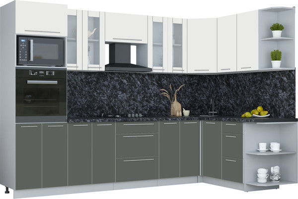 Изображение товара Кухонный гарнитур Интерлиния Мила Пластик 1.68x3.0 PR (зефирный/шторм/кастилло темный)