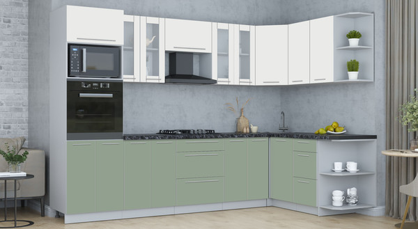 Изображение товара Кухонный гарнитур Интерлиния Мила Пластик 1.68x3.0 PR (зефирный/полынь/кастилло темный)