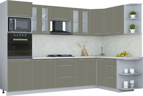 Изображение товара Кухонный гарнитур Интерлиния Мила Пластик 1.68x3.0 PR (кварцевый/кварцевый/опал светлый)