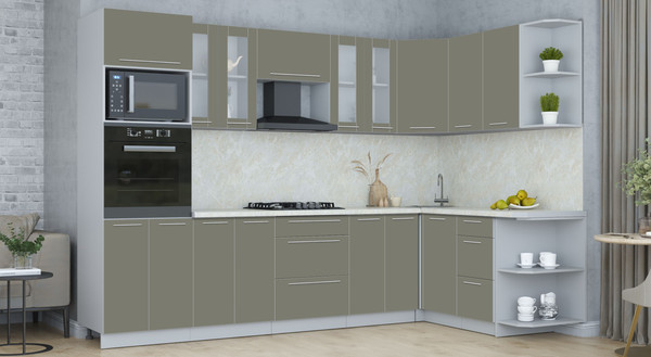 Изображение товара Кухонный гарнитур Интерлиния Мила Пластик 1.68x3.0 PR (кварцевый/кварцевый/опал светлый)