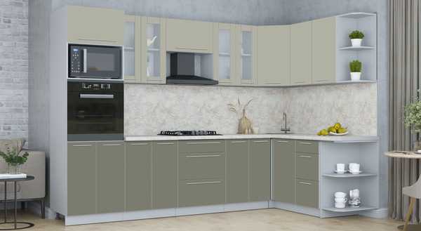 Изображение товара Кухонный гарнитур Интерлиния Мила Пластик 1.68x3.0 PR (латте/кварцевый/опал светлый)