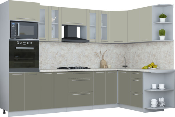 Изображение товара Кухонный гарнитур Интерлиния Мила Пластик 1.68x3.0 PR (латте/кварцевый/опал светлый)