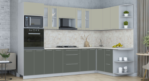 Изображение товара Кухонный гарнитур Интерлиния Мила Пластик 1.68x3.0 PR (латте/шторм/опал светлый)