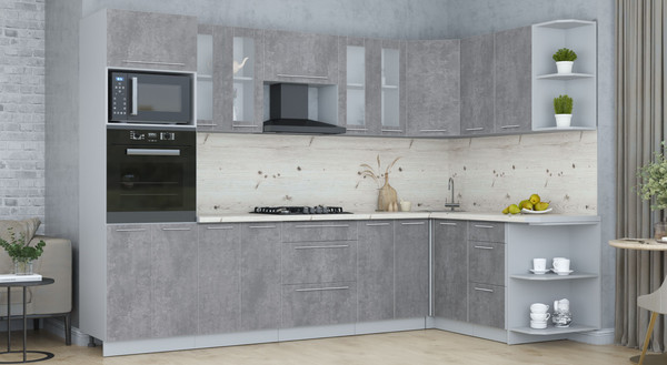 Изображение товара Кухонный гарнитур Интерлиния Мила Пластик 1.68x3.0 PR (оксид темный/оксид темный/бискайская сосна)