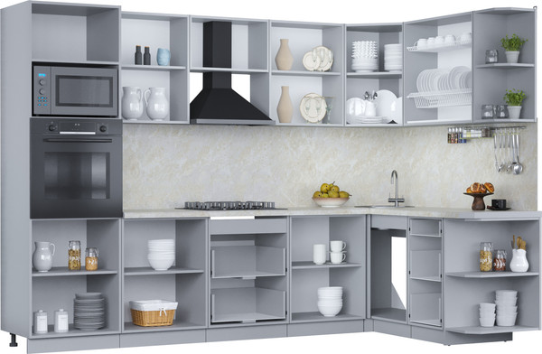 Изображение товара Кухонный гарнитур Интерлиния Мила Пластик 1.68x3.0 PR (дуб эпоксид/черный/кастилло темный)