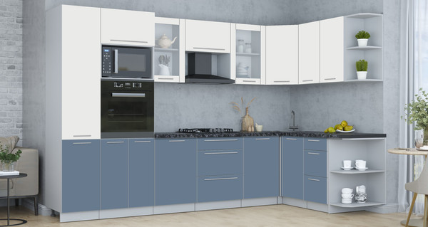 Изображение товара Кухонный гарнитур Интерлиния Мила Пластик 1.68x3.2 PR (зефирный/арктический/кастилло темный)